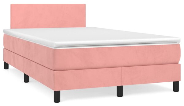 Box spring postel s matrací růžová 120 x 200 cm samet 3141178
