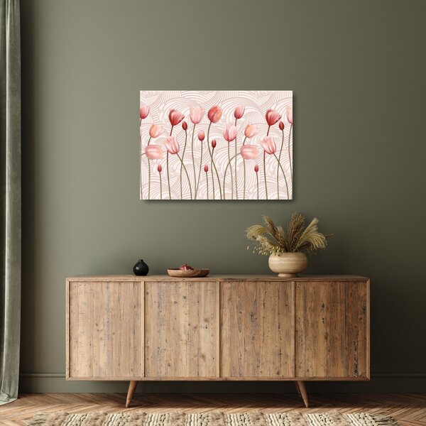 Skleněný obraz - Růžové tulipány (70x50 cm)
