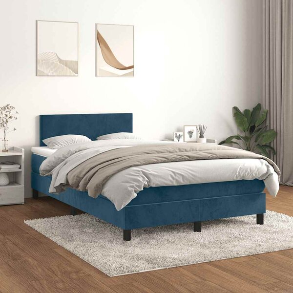 Box spring postel s matrací tmavě modrá 120 x 200 cm samet 3141177