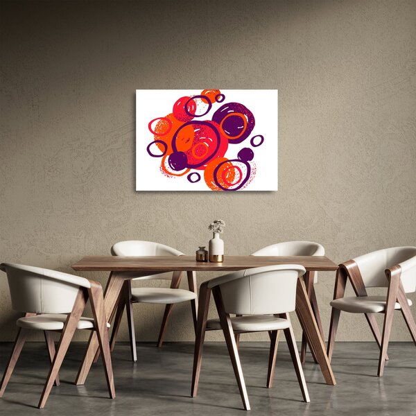 Skleněný obraz - Motiv s kruhy v teplých barvách (70x50 cm)