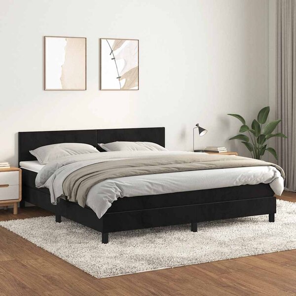 Box spring postel s matrací černá 160x200 cm samet 3141193