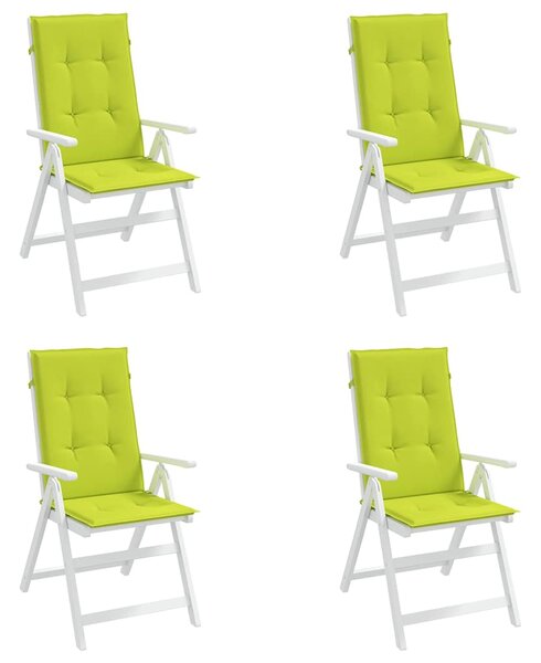 Podušky na židli vysoké opěradlo 4 ks jasně zelené 120x50x3 cm 314120