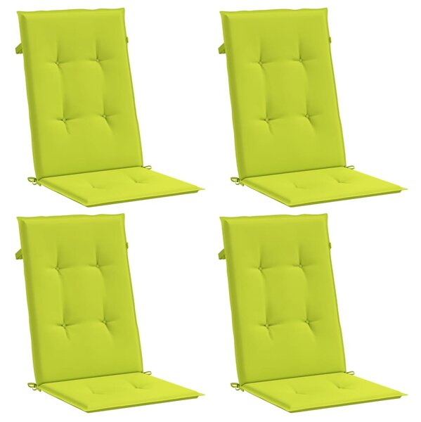 Podušky na židli vysoké opěradlo 4 ks jasně zelené 120x50x3 cm 314120