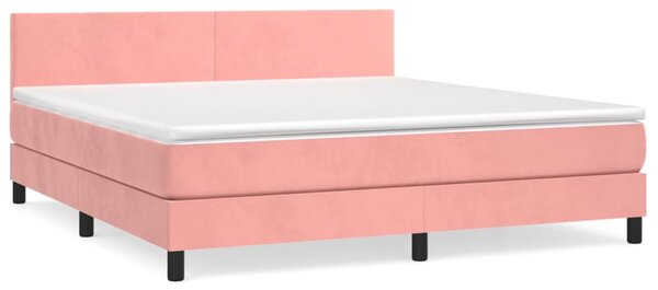 Box spring postel s matrací růžová 160x200 cm samet 3141196