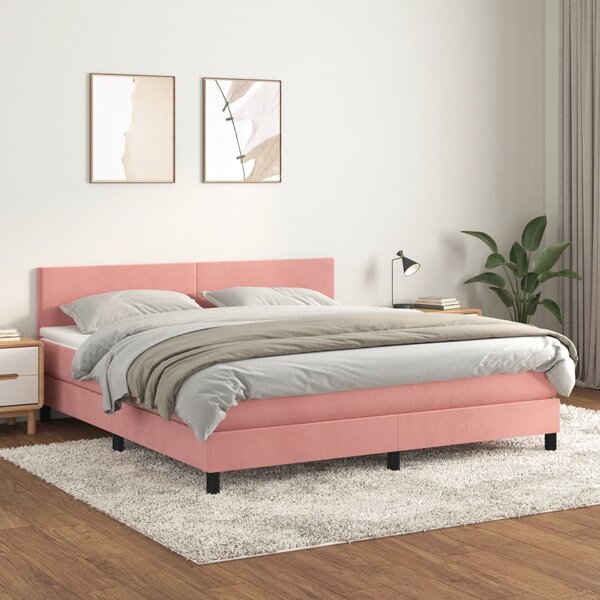 Box spring postel s matrací růžová 160x200 cm samet 3141196