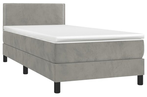 Box spring postel s matrací světle šedá 80 x 200 cm samet 3141209