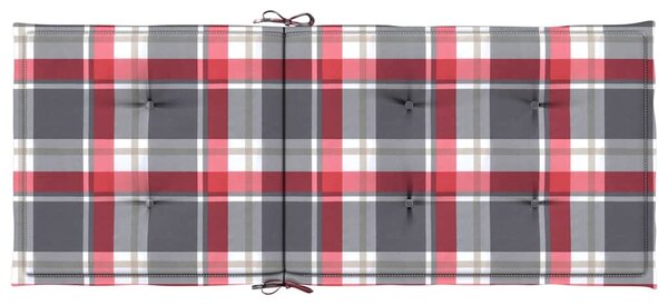 Podušky židle vysoké opěradlo 4 ks červené kárované 120x50x3 cm 314126