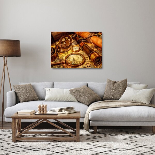 Skleněný obraz - Historické pomůcky námořníků (70x50 cm)