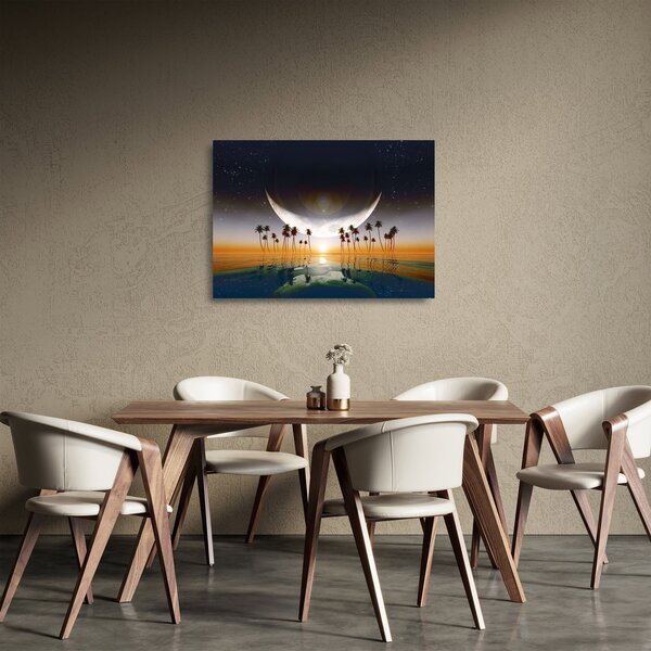 Skleněný obraz - Měsíc nad palmami (70x50 cm)