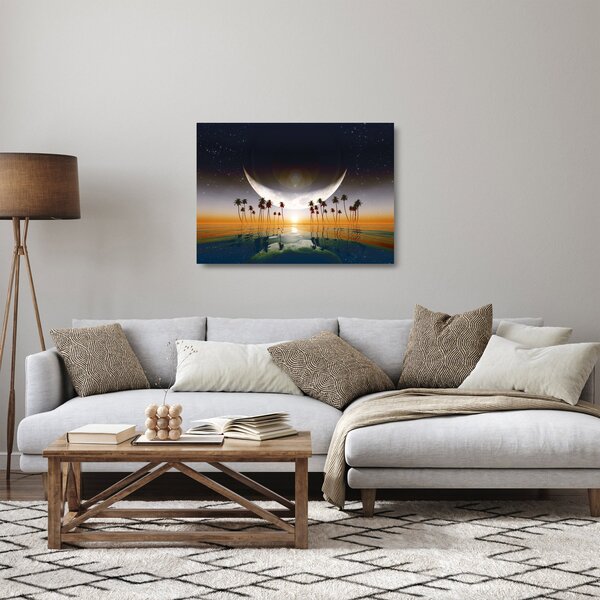 Skleněný obraz - Měsíc nad palmami (70x50 cm)