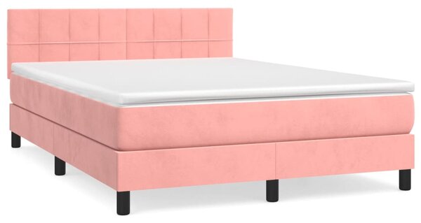 Box spring postel s matrací růžová 140x190 cm samet 3141304