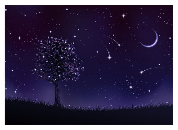Skleněný obraz - Noc zachycená ilustrací (70x50 cm)