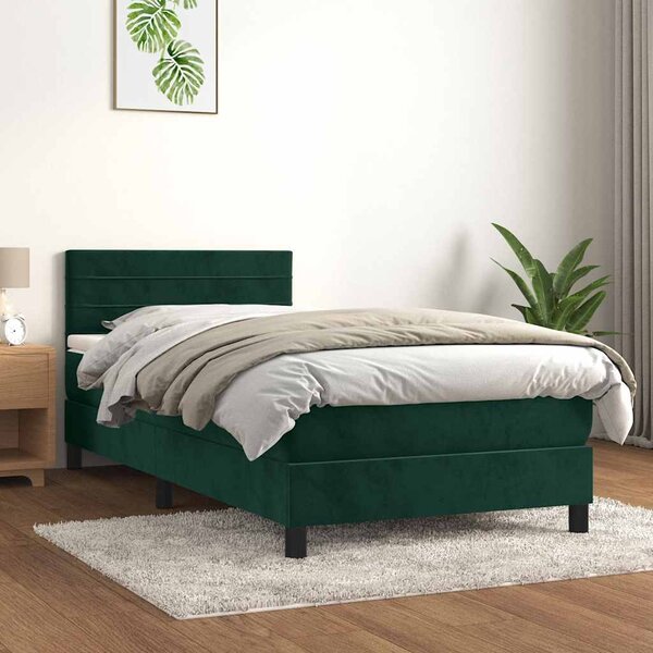 Box spring postel s matrací tmavě zelená 80 x 200 cm samet 3141332