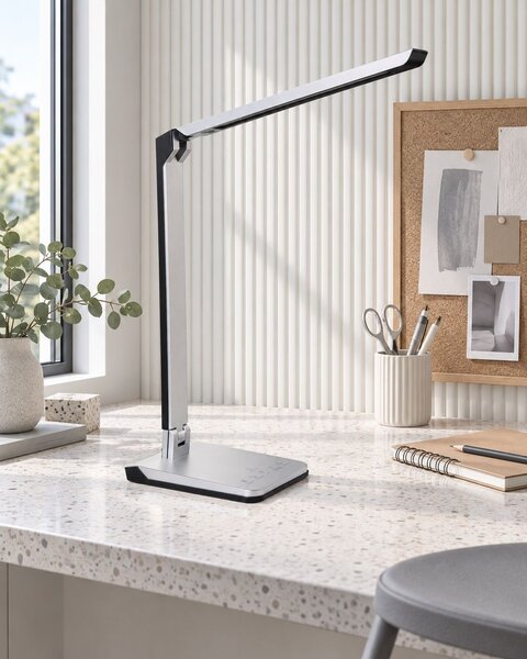 LED stolní lampa PICTOR se stmívačem Stříbrná