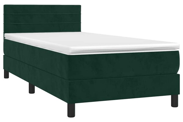 Box spring postel s matrací tmavě zelená 80 x 200 cm samet 3141332