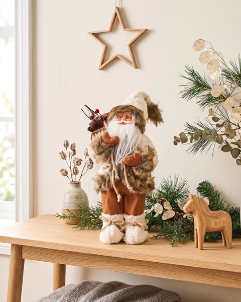 Vánoční dekorace SVARTEVATNET 37 cm Santa Claus Hnědá/Bílá