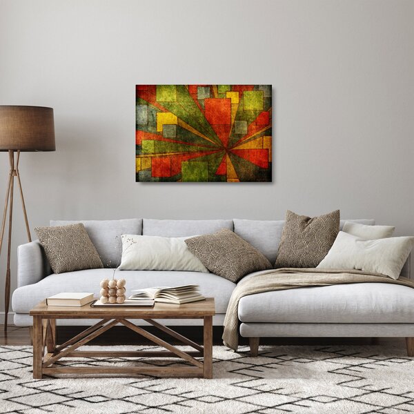 Skleněný obraz geometrické abstrakce (70x50 cm)