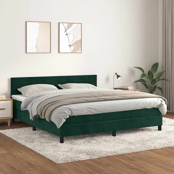 Box spring postel s matrací tmavě zelená 160x200 cm samet 3141374