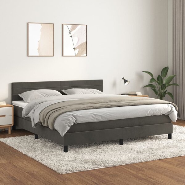 Box spring postel s matrací tmavě šedá 160x200 cm samet 3141372