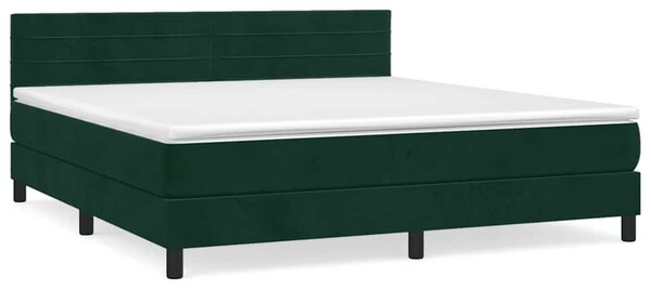 Box spring postel s matrací tmavě zelená 160x200 cm samet 3141374