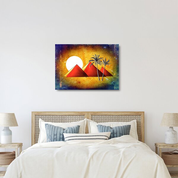 Skleněný obraz malovaných egyptských pyramid (70x50 cm)