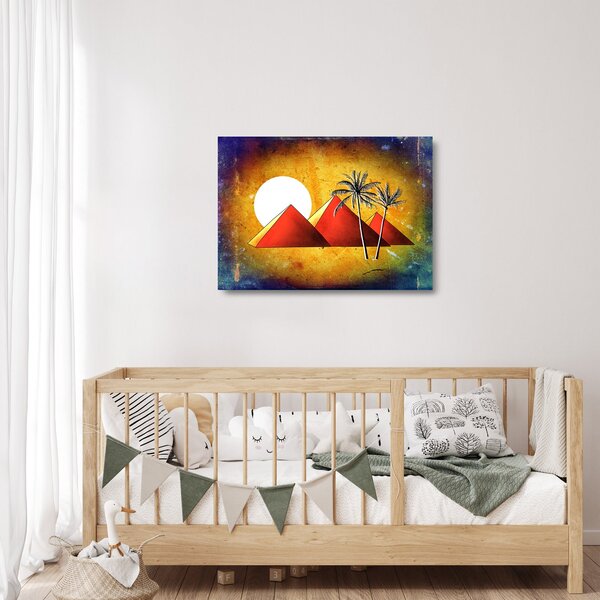 Skleněný obraz malovaných egyptských pyramid (70x50 cm)
