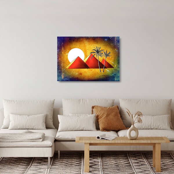 Skleněný obraz malovaných egyptských pyramid (70x50 cm)