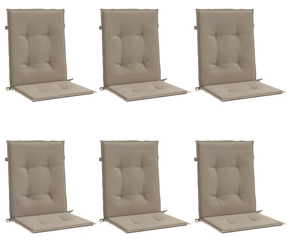 Podušky na židli nízké opěradlo 6 ks taupe 100x50x3 cm oxford 314139