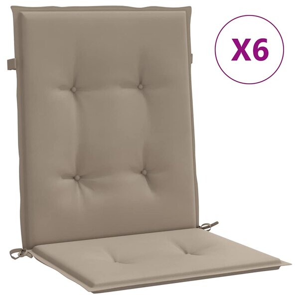 Podušky na židli nízké opěradlo 6 ks taupe 100x50x3 cm oxford 314139
