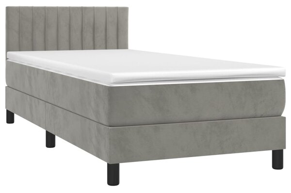 Box spring postel s matrací světle šedá 90x190 cm samet 3141395