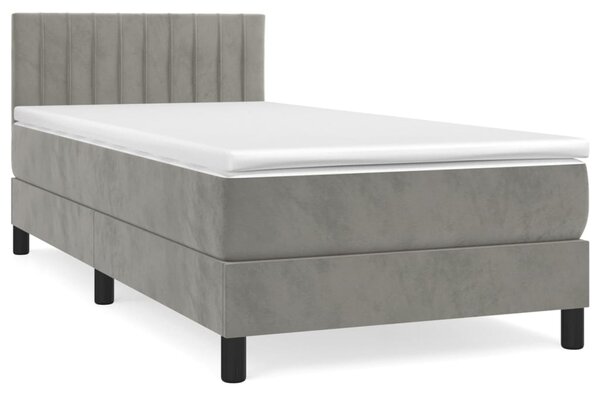 Box spring postel s matrací světle šedá 90x190 cm samet 3141395