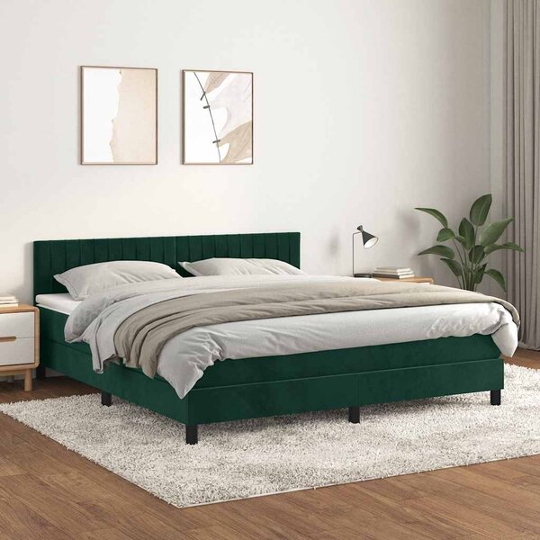 Box spring postel s matrací tmavě zelená 180x200 cm samet 3141440