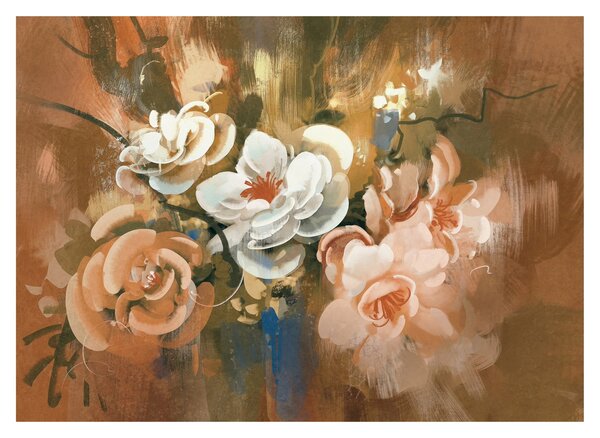 Skleněný obraz - Malovaná kytice květin (70x50 cm)