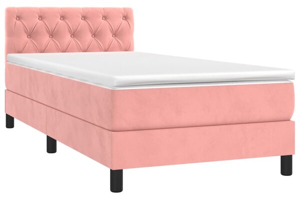 Box spring postel s matrací růžová 80 x 200 cm samet 3141454