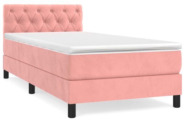 Box spring postel s matrací růžová 80 x 200 cm samet 3141454