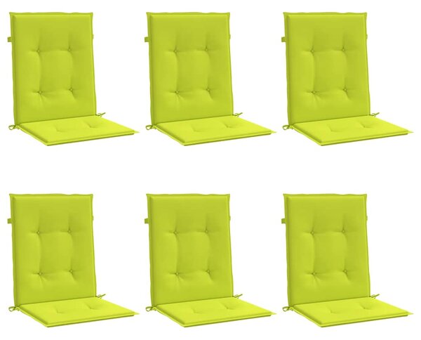 Podušky na židli nízké opěradlo 6 ks jasně zelené 100x50x3 cm 314148