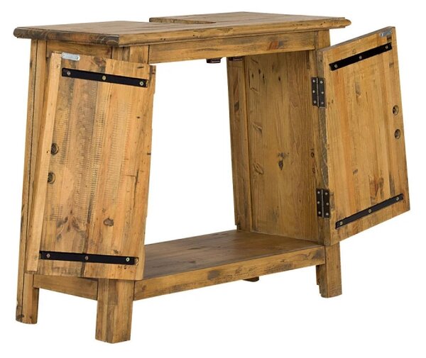 Masivní umyvadlová skříňka Rangoon z recyklované borovice, lakovaná, hnědá – 70×32×61 cm