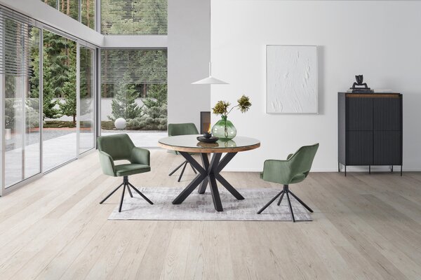 JÍDELNÍ STŮL, staré dřevo, přírodní barvy, černá, 130/130/76 cm P & B - Jídelní stoly, Online Only