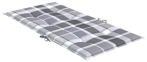 Podušky na židli nízké opěradlo 4 ks šedé kárované 100x50x3 cm 314156