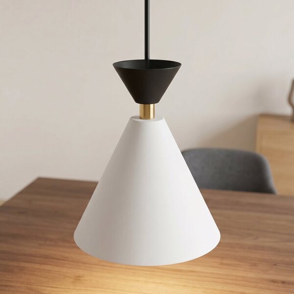 Závěsné svítidlo KLEVER 1 – bílé / černé, 1× E14, šířka 16 cm
