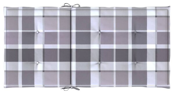 Podušky na židli nízké opěradlo 4 ks šedé kárované 100x50x3 cm 314156