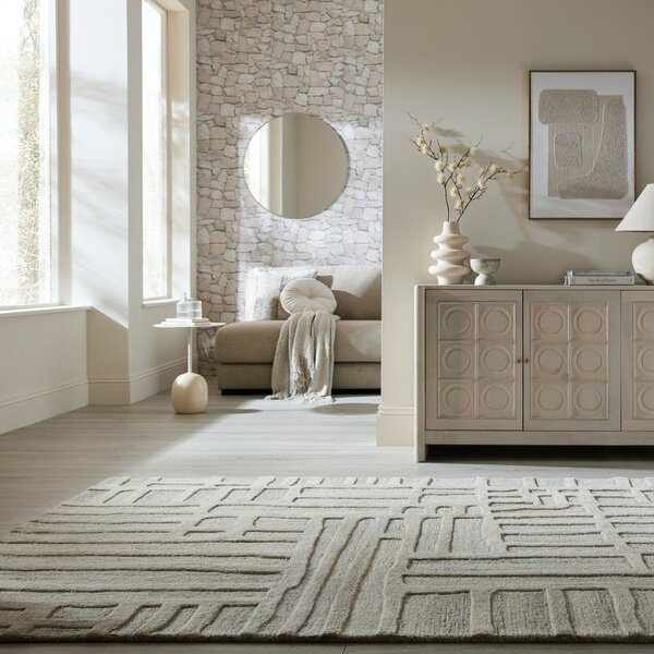 Šedobéžový ručně tkaný vlněný koberec 140x200 cm Elva – Flair Rugs