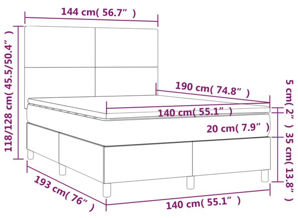 Box spring postel s matrací krémová 140x190 cm umělá kůže 3142721