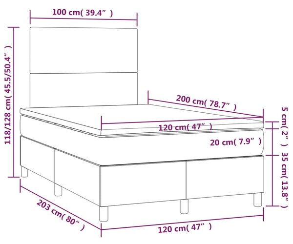 Box spring postel s matrací cappuccino 120x200 cm umělá kůže 3142718