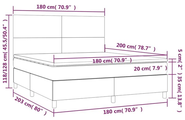 Box spring postel s matrací tmavě hnědá 180x200 cm textil 3141636