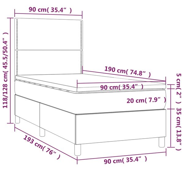 Box spring postel s matrací tmavě šedá 90x190 cm textil 3141658