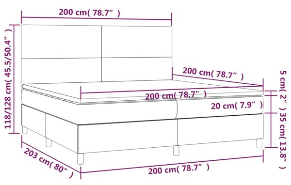 Box spring postel s matrací světle šedá 200 x 200 cm textil 3142201