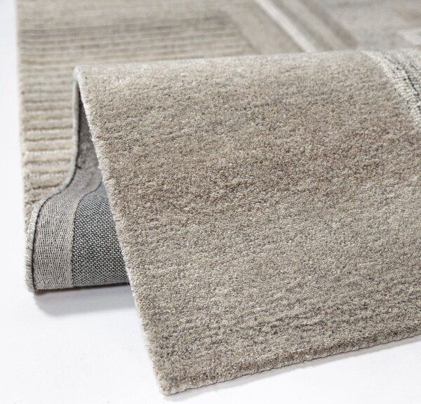 Šedobéžový ručně tkaný vlněný koberec 140x200 cm Lira – Flair Rugs