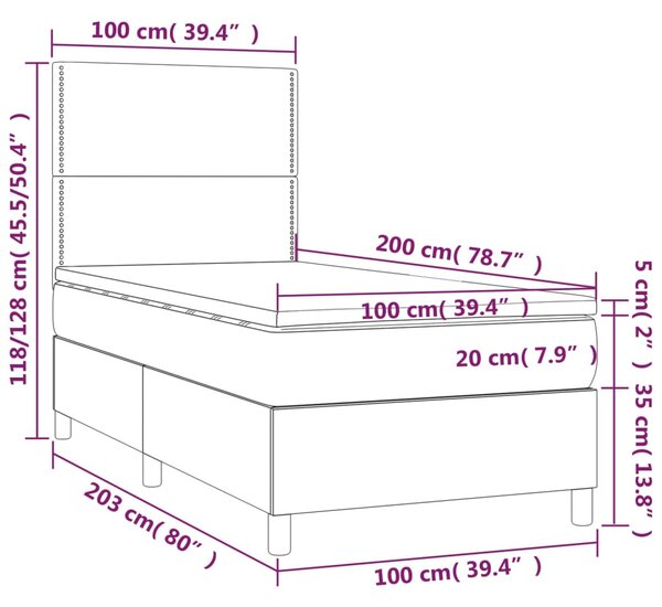 Box spring postel s matrací modrá 100 x 200 cm textil 3142239