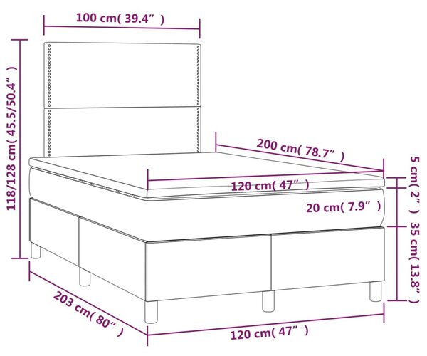 Box spring postel s matrací černá 120x200 cm textil 3142243